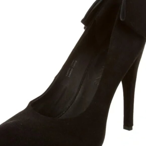 Vera Wang Black Suede Leather Pin-Up Bow Stiletto Heels size 38 - Picture 5 of 5